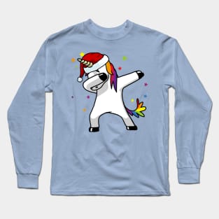 Dabbing Unicorn Shirt Hip Hop Dab Santa Hat Christmas Shirt III Long Sleeve T-Shirt